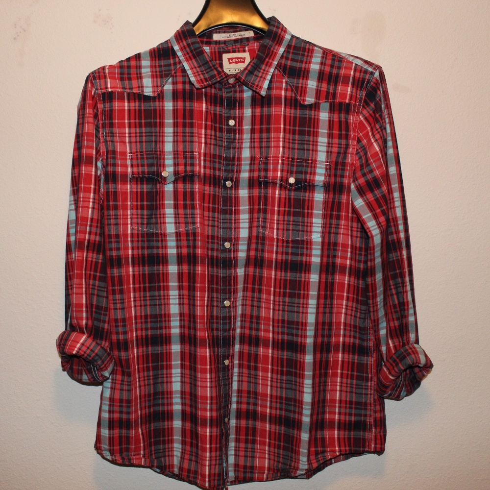 men's plaid shirt long sleeve casual
